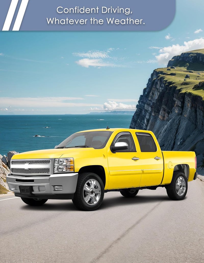 Goholy in-Channel Window Rain Guard for Chevrolet Chevy Silverado/GMC Sierra 2007-2013 Crew Cab Rain Guards Side Window Visors Low Profile Vent Visor Window Deflectors Vent Shades Car Accessories - Image 2
